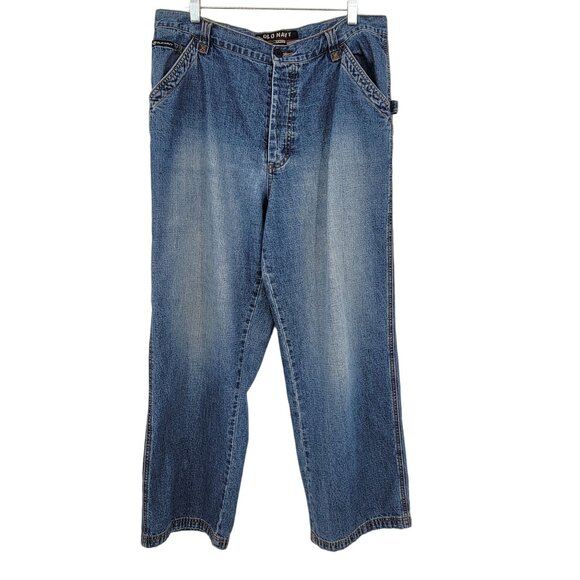 Old Navy Mens Relaxed Fit Button Fly Carpenter Jeans Actual Size 36x31Vintage - Picture 1 of 9